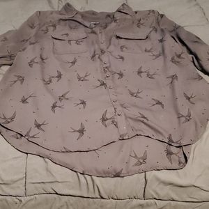 Sparrow print 3/4 sleeve blouse from Torrid.